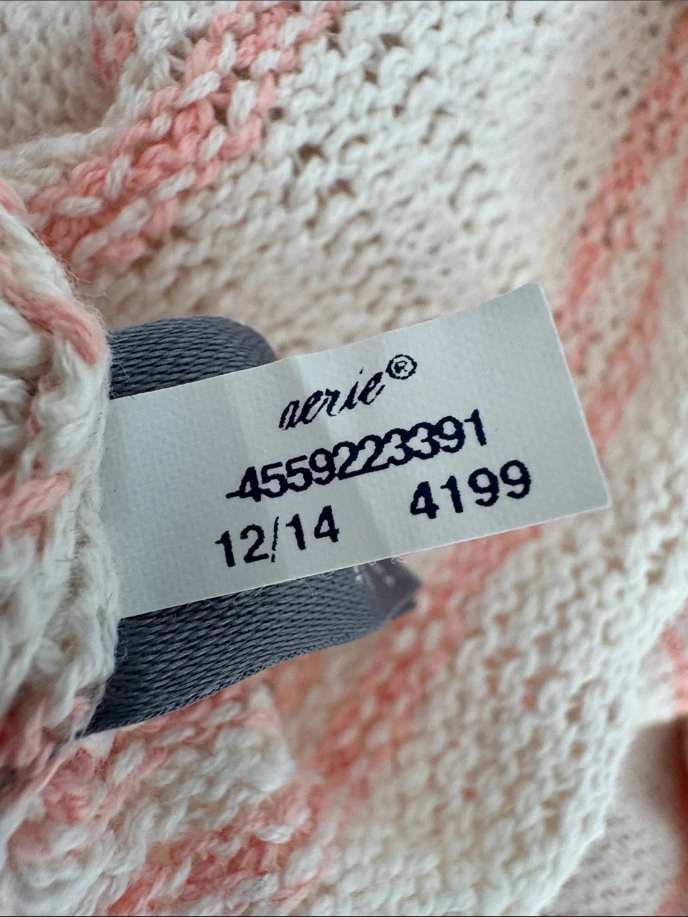 aerie Cream & Coral Striped Women’s Lightweight Sweater